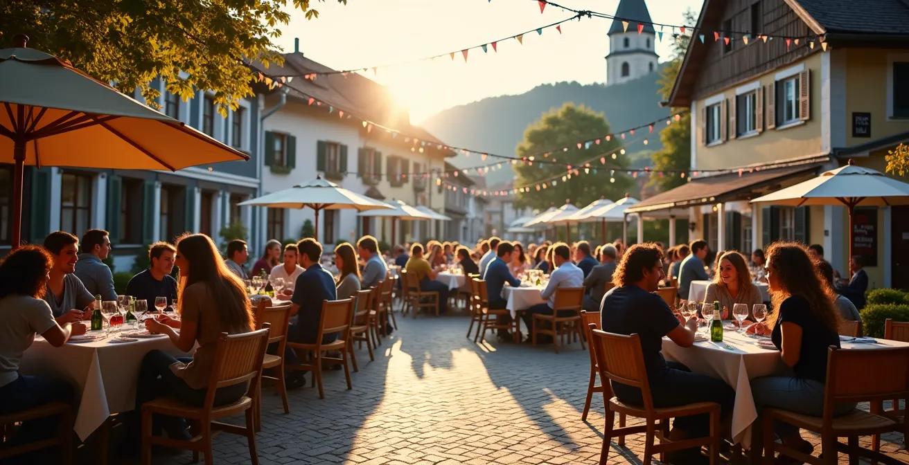 Dorffest-Apéro mit verschiedenen Generationen in zwangloser Atmosphäre