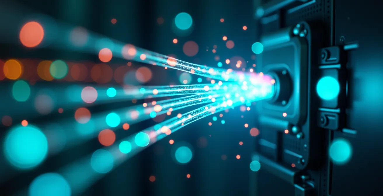 Serverraum in symbolischer Transformation zur Cloud-Architektur