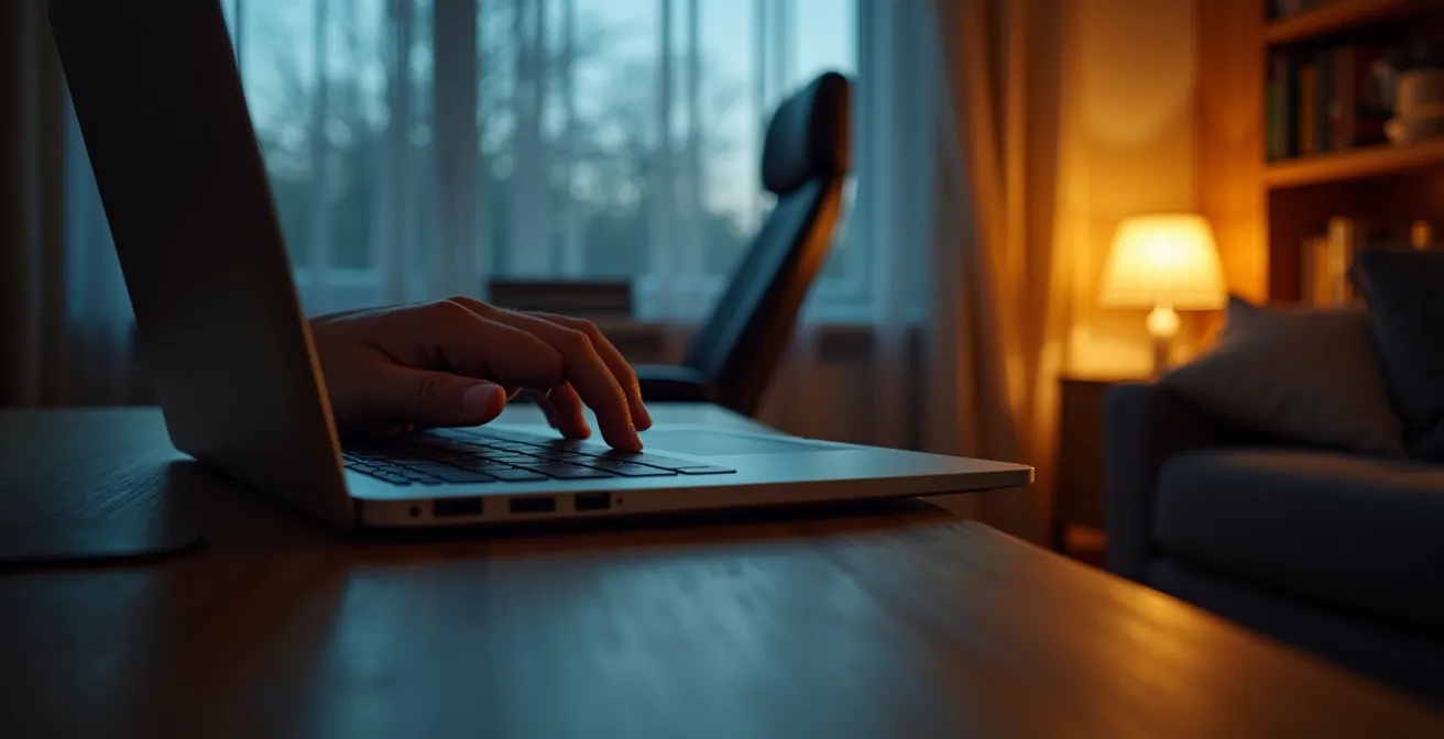 Symbolische Trennung zwischen Arbeitsbereich und Wohnbereich durch bewusstes Ritual